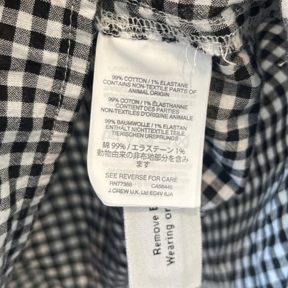 J. Crew Gathered Popover Shirt Microgingham Preppy Long Sleeve Black/White Sz 6 - Picture 8 of 11